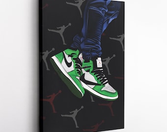 Air Jordan 1 Mid Green Artwork Canvas Wall Art Print Home Decor