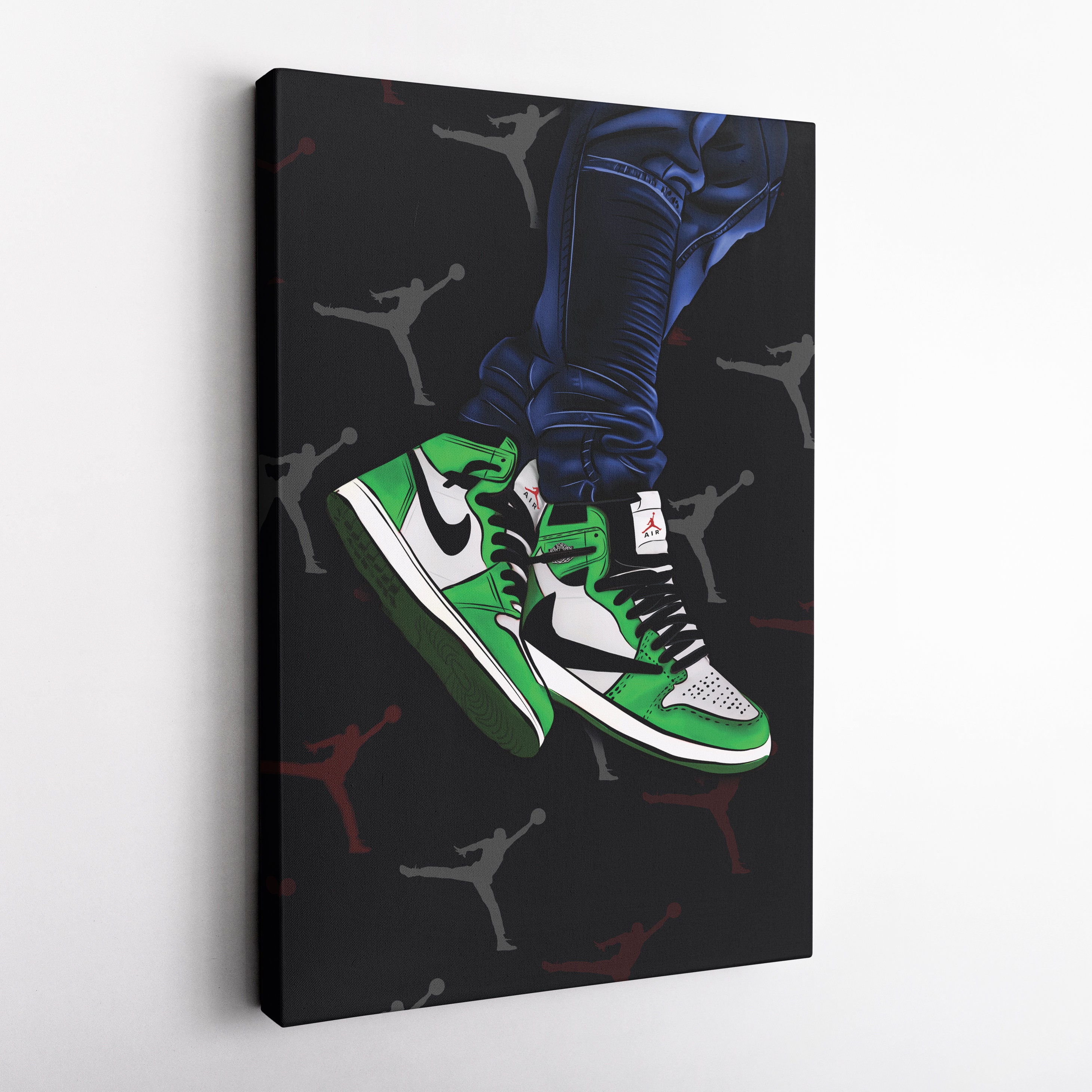 Air Jordan 1 Mid Green Artwork Canvas Wall Art Print Home Decor
