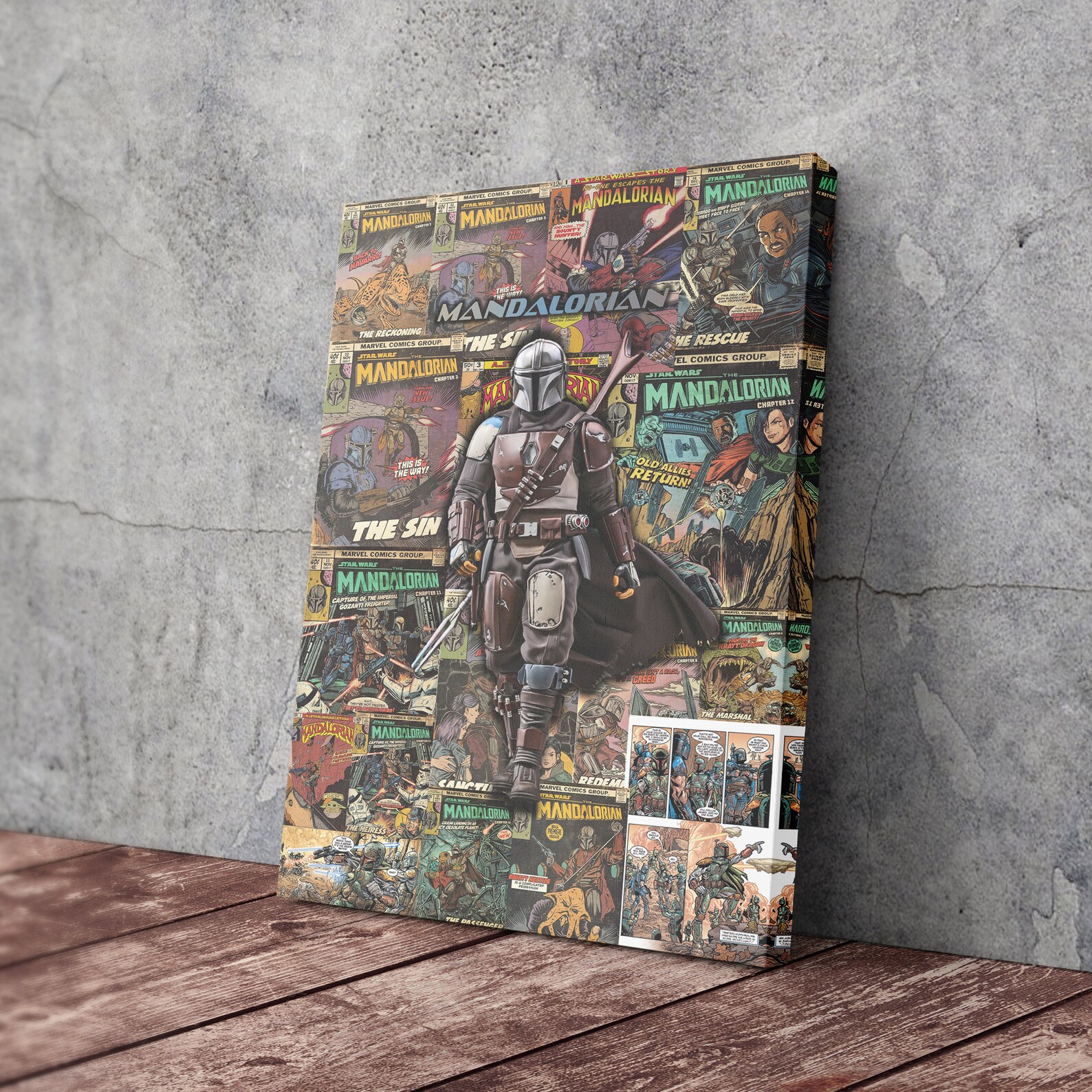 MANDALORIAN Poster Collage Art Star Wars Canvas Wall Art Print Home ...