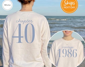 Personalized Birthday Sweatshirt for 40th Birthday, Vintage 1986 Retro Sweatshirt, 40th Birthday Hoodie, Gift for Mom, Chapter 40 Sweater