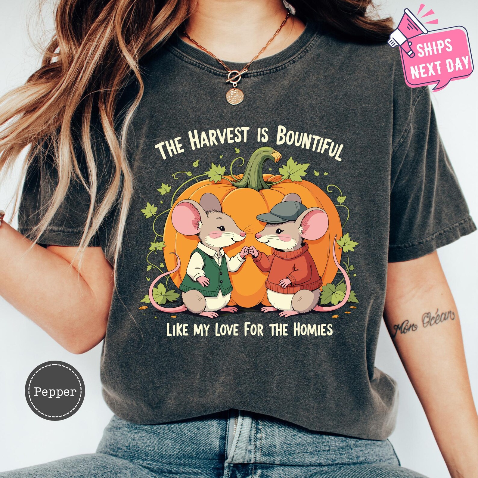 The Harvest is Bountiful Cottagecore Mice Shirt, Pumpkin Season Shirt