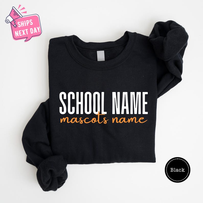 Custom School Spirit Sweatshirt, School Mascot Custom Hoodie, School Name Custom Sweatshirt, Personalized School Sweatshirts, Wildcats image 3