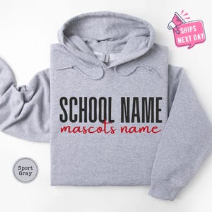 Custom School Spirit Sweatshirt, School Mascot Custom Hoodie, School Name Custom Sweatshirt, Personalized School Sweatshirts, Wildcats image 6
