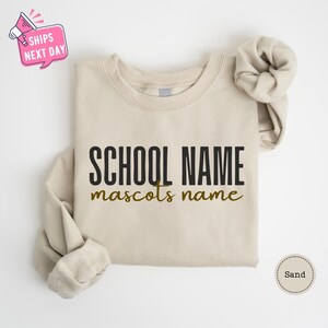 Custom School Spirit Sweatshirt, School Mascot Custom Hoodie, School Name Custom Sweatshirt, Personalized School Sweatshirts, Wildcats image 2