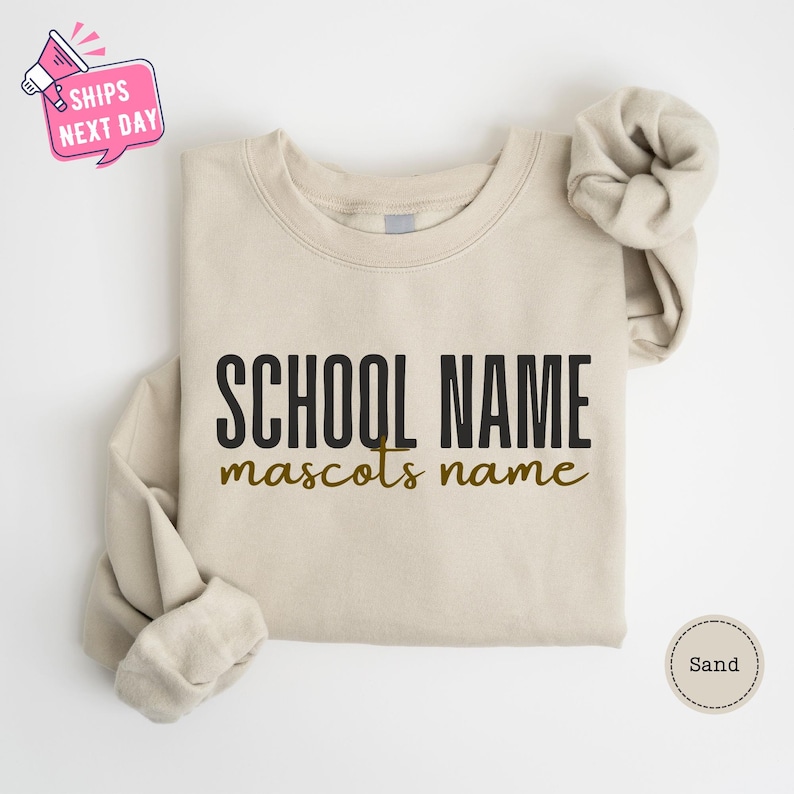 Custom School Spirit Sweatshirt, School Mascot Custom Hoodie, School Name Custom Sweatshirt, Personalized School Sweatshirts, Wildcats image 2