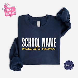 Custom School Spirit Sweatshirt, School Mascot Custom Hoodie, School Name Custom Sweatshirt, Personalized School Sweatshirts, Wildcats image 1
