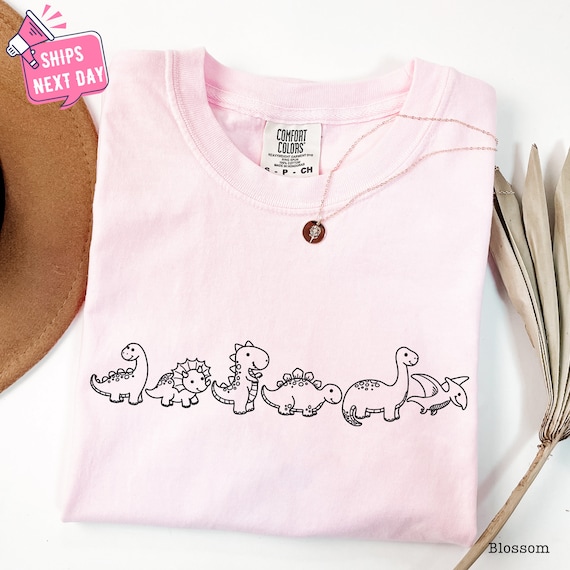 Comfort Colors Dinosaur T Shirt for Women, Minimalist Dinosaur Shirt, Womens Dinosaur Shirt, Dinosaur Theme Party Tees, Cute Dinosaur Shirts