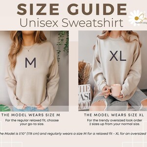a women's size guide for a sweatshirt