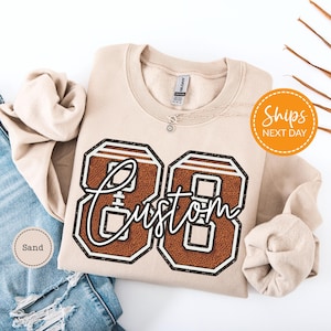 Personalized Number Football Sweatshirt, Custom Football Sports Number Hoodie, Custom Sweatshirt for Football Season, Football Mom Gift