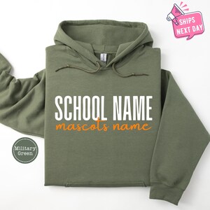 Custom School Spirit Sweatshirt, School Mascot Custom Hoodie, School Name Custom Sweatshirt, Personalized School Sweatshirts, Wildcats image 7