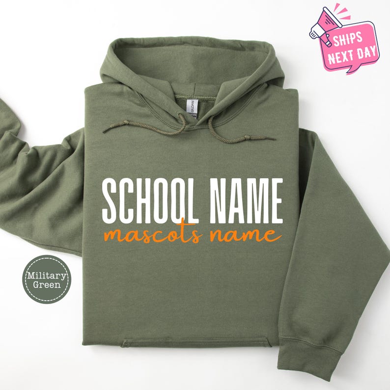 Custom School Spirit Sweatshirt, School Mascot Custom Hoodie, School Name Custom Sweatshirt, Personalized School Sweatshirts, Wildcats image 7