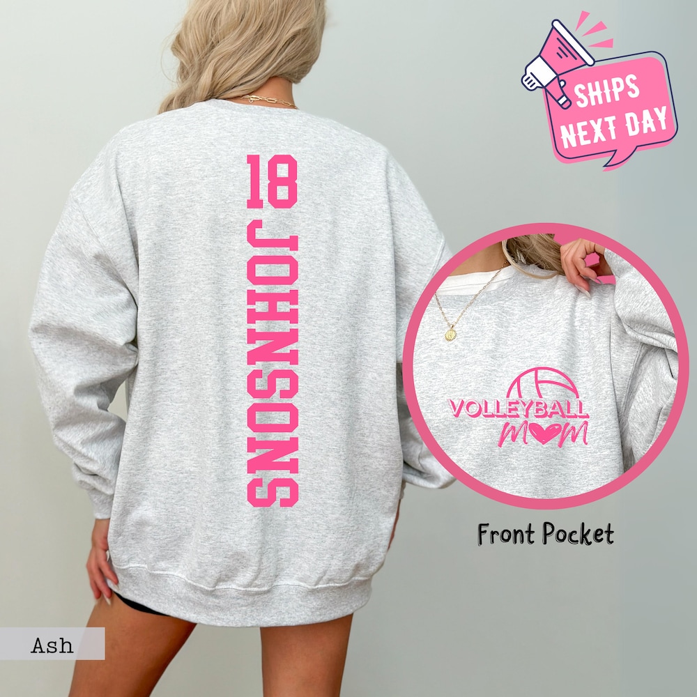 Snorider Design Personalized Volleyball Mom Sweatshirt, Volleyball Game Day Hoodie, Custom Volleyball Sweater, Volleyball Season Personalized Gift For Mom