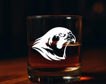 Pilgrimsfalk Silhuett Whiskyglas, 340 ml Graverade Stenar Glas | Raptor Design