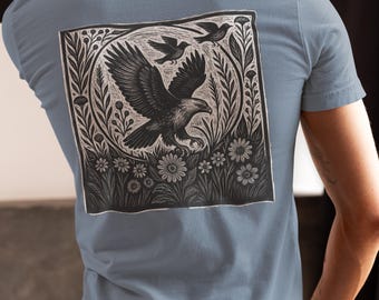 Örn Linoleumsnitt T-shirt: Vintagekonst, gåva för naturälskare