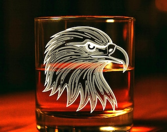 Grawerowana patriotyczna szklanka do whisky z głową orła bielika