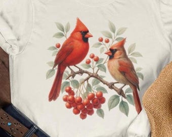 Cardinal du Nord t-shirt | -shirt Comfort Colors pour amoureux des oiseaux | Cadeau pour amateur d'oiseaux