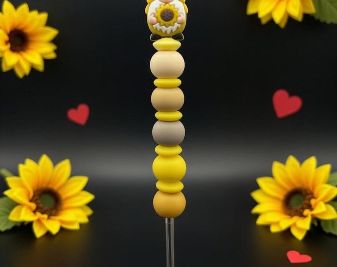 Sunflower Gonk Silicon Beaded Crochet Hook