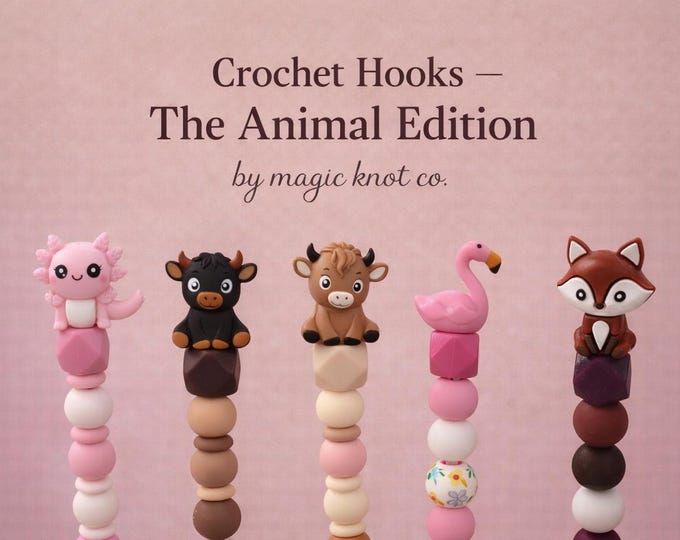 Animal Crochet Hooks – Silicone Beaded, Ergonomic Grip