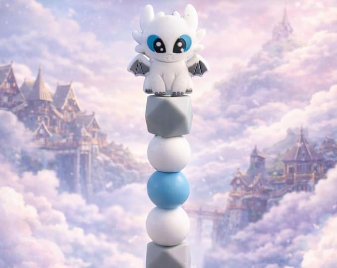 Dragon Crochet Hook – Night & Light Fury Inspired, Silicone Beaded Handle