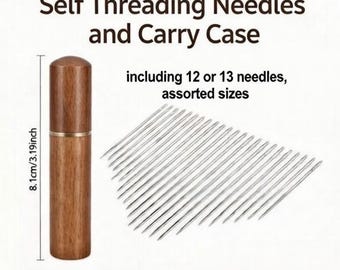 Self Threading Sewing Needles with Wooden Case – Assorted Hand Sewing Set