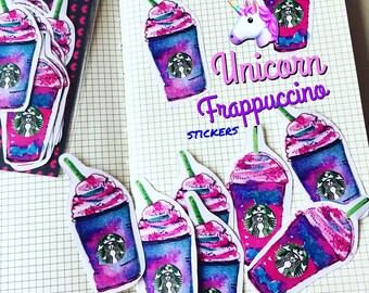 Unicorn Frappuccino Coffee Starbucks Planner Stickers Set Of 12 Illustration Watercolor Drawing Decoration Hobonichi Unicorn Frappuccino Coffee Starbucks Planner Stickers Set Of 12 Illustration Watercolor Drawing Decoration Hobonichi