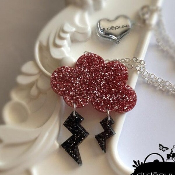 CLOUD glitter necklace pink only