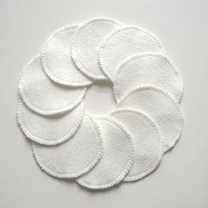 10 Organic Make-up Remover Pads, Bamboo Fleece Reusable Cotton Rounds, Beauty Gift, Facial Rounds