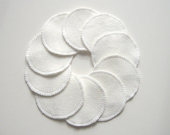 10 Organic Make-up Remover Pads, Bamboo Fleece Reusable Cotton Rounds, Beauty Gift, Facial Rounds