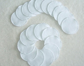 20 Reusable Cotton Rounds White Makeup Remover Pads, Beauty Gift, Flannel Facial Rounds