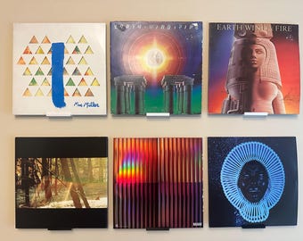 Estante para discos de vinilo: expositor de discos de pared con tiras de control