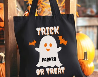 Bolsa personalizada para niños para pedir dulces en Halloween: Bolsa de dulces con diseño de fantasma, bolsa personalizada para pedir dulces, bolsa de Halloween para pedir dulces.