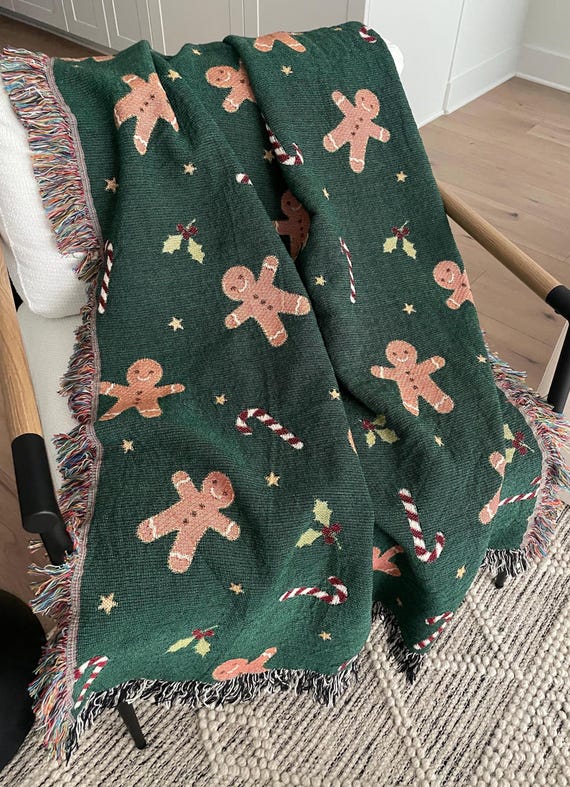Gingerbread Man Christmas Blanket: Festive Holiday Gift For Christmas Lovers, Cozy Christmas Decor, Christmas Bed Throw