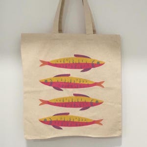 Sardines Market Tote Bag Summer Aesthetics Friends Gift Coastal Mom Nautical Fish Gifted Canvas Totebag Beach Day Tote Fish Gifts For Her