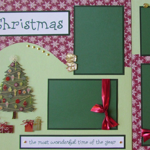 CHRISTMAS Premade 12x12 Scrapbook Pages - Holiday Layout - Christmas Tree, Christmas Eve