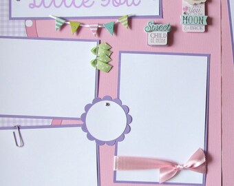 LITTLE YOU BaBy GiRL 12x12 Scrapbook Pages - Welcome Baby Premade Layout - New Baby, Love You, Little Lady, Celebrating, Newborn, Firsts