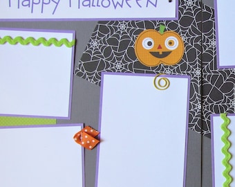 HAPPY HALLOWEEN Premade 12x12 Scrapbook Pages - Trick or Treat Layout - Family Scrapbooking, Witch, Candy, Costumes, Boy, Girl, Baby