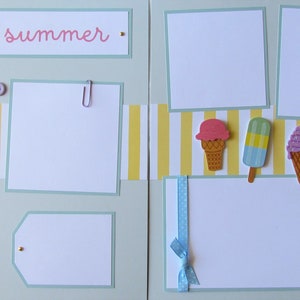 HELLO SUMMER 12x12 Scrapbook Pages Premade Layout PoPsiCLeS, Ice Cream, Fun in the Sun, Family, Vacation, Boy, Girl, Kids, Baby image 1