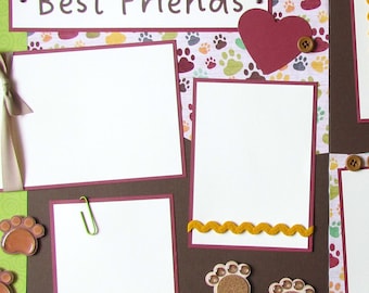 BEST FRIENDS 12x12 Scrapbook Pages - OuR DoG premade layout - family scrapbooking - puppy love - pet, boy, girl, new puppy, pet