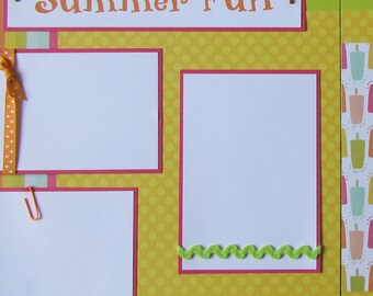 SUMMER FUN 12x12 Premade Scrapbook Pages Popsicles, Kids, Celebrate Summer, Boy, Girl, Family, Baby, I Love Summer