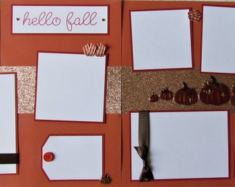 HELLO FALL 12x12 Scrapbook Pages - Premade Layout - CoPPeR PuMPKinS, Pumpkin Patch, Family