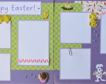 HAPPY EASTER 12x12 Scrapbook Pages - Premade Layout - Spring - Family Scrapbooking - Holiday - Easter Egg Hunt - Easter Baskets - Kids