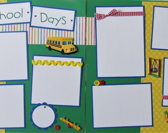 PRESCHOOL DAYS 12x12 Scrapbook Pages, Premade School Layout, Pre-Kindergarten, Boy, Girl, First Day of School, Kid Scrapbooking, School Days