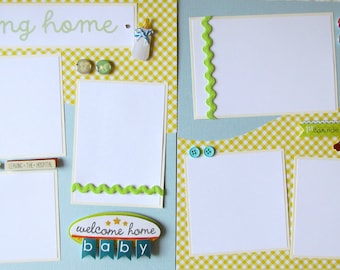 GOING HOME 12x12 Scrapbook Pages - NeW BaBY premade layout - Boy or Girl, Welcome to the World Baby, Home From Hospital, Newborn Photos