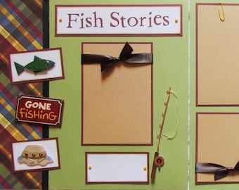 FISHING 12x12 Scrapbook Pages - Premade Layout - FiSH StORieS -