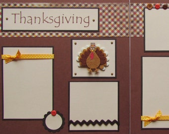 THANKSGIVING DAY 2 Printed 12X12 Pre-made Scrapbook Pages Quick Pages ...