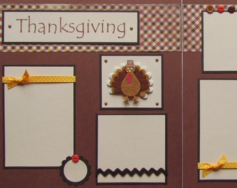 THANKSGIVING 12x12 Premade Scrapbook Pages - Family Scrapbooking Layout