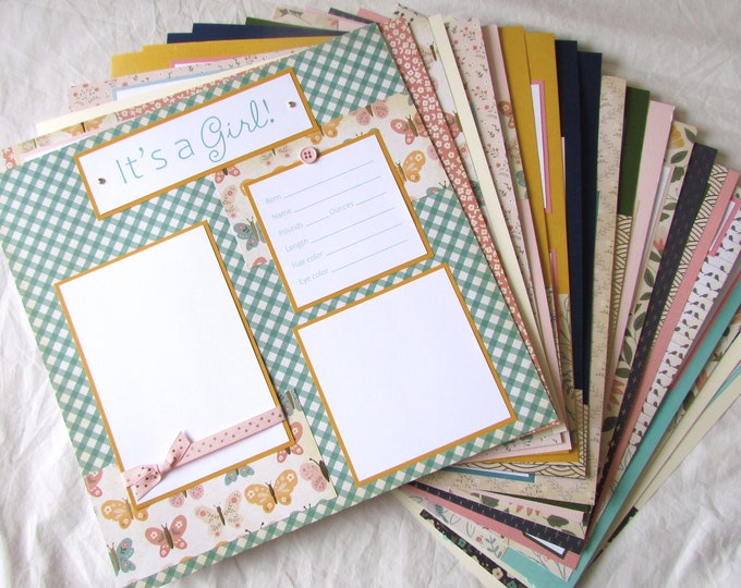 BABY GIRL First Year Album - 20 12x12 ELEGANT Premade Scrapbook Pages ...
