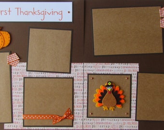 BABY'S FIRST THANKSGIVING 12x12 Premade Scrapbook Pages - Thanksgiving Day Layout - TuRKeY - Babies First Holidays