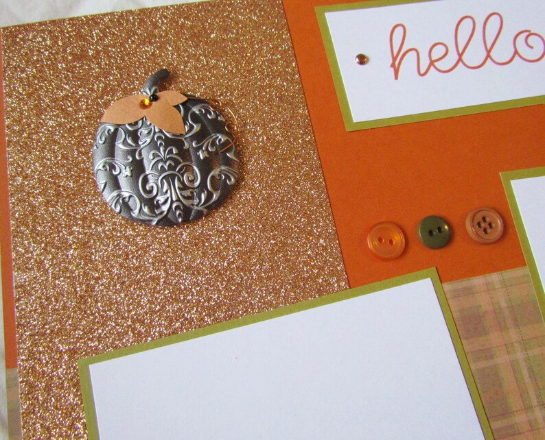 Premade Layout Family Pumpkin Patch HELLO FALL 12x12 Scrapbook Pages CoPPeR PuMPKinS