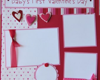 BABY'S FiRST VALENTINE'S DAY 12x12 Premade Scrapbook Pages - Valentine's Day Layout - I LoVe YoU - Babies First Holidays